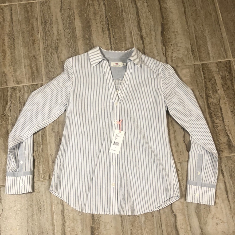 NWT Vineyards Vines Stripe Mixed Button Down Size 6